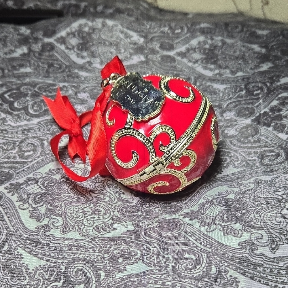 Pandora 2017 Red Ornament with Silver Accents